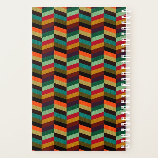 Kleurrijk multi-gekleurd visgraatpatroon planner (Achterkant)