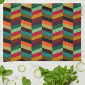 Kleurrijk multi-gekleurd visgraatpatroon theedoek (Gevouwen)