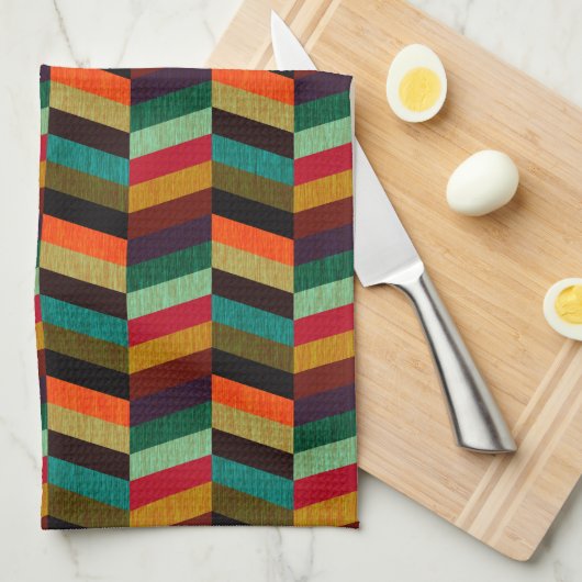 Kleurrijk multi-gekleurd visgraatpatroon theedoek (Quarter Fold)