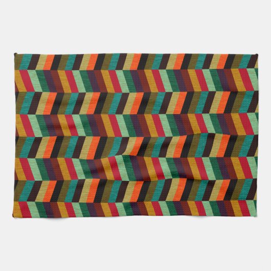 Kleurrijk multi-gekleurd visgraatpatroon theedoek (Horizontaal)