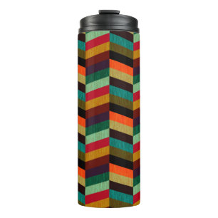 Kleurrijk multi-gekleurd visgraatpatroon thermosbeker