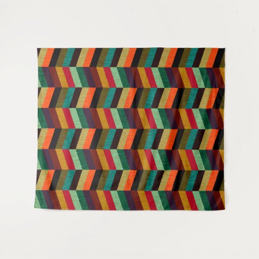 Kleurrijk multi-gekleurd visgraatpatroon wandkleed (Voorkant (horizontaal))