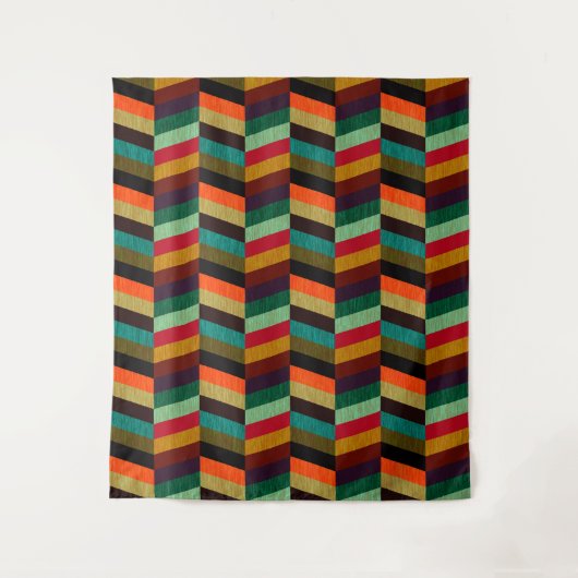 Kleurrijk multi-gekleurd visgraatpatroon wandkleed (Voorkant)