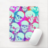 Kleurrijk multi-schedel patroon in roze en blauw. muismat (Met muis)