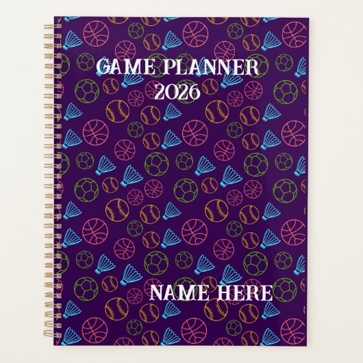 Kleurrijk Multi-Sport Omtrek Patroon Game Planner (Voorkant)