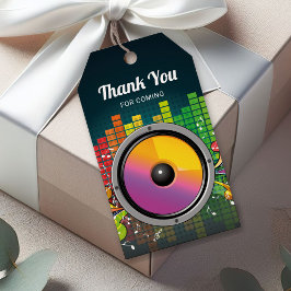 Kleurrijk muziek karaoke verjaardagsfeest cadeautj cadeaulabel