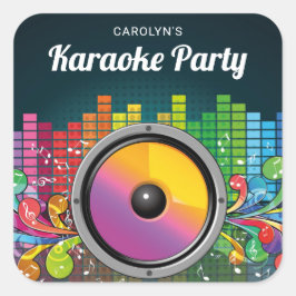 Kleurrijk muziek karaoke verjaardagsfeest cadeautj vierkante sticker