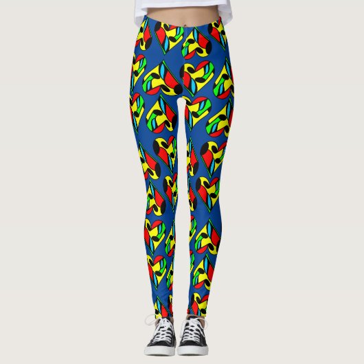 Kleurrijk Muzieknote Hartpatroon Leggings (Voorkant)