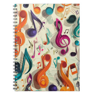 Kleurrijk muziekpatroon notitieboek