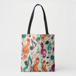 Kleurrijk muziekpatroon tote bag