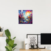 Kleurrijk mysterieus fantasieland poster (Thuiskantoor)