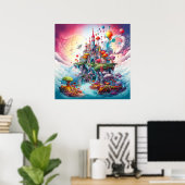 Kleurrijk mysterieus natuur fantasie land poster (Thuiskantoor)