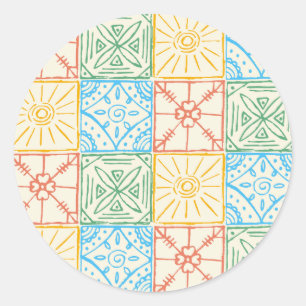 Kleurrijk naadloos patroon in de stijl van Amalfi- Ronde Sticker