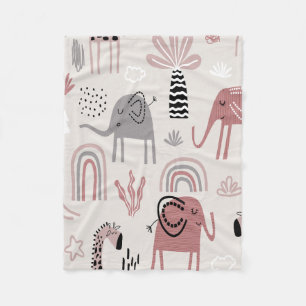 Kleurrijk naadloos patroon met cute olifanten en fleece deken