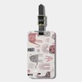 Kleurrijk naadloos patroon met schattige olifanten bagagelabel (Voorkant verticaal)