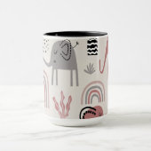 Kleurrijk naadloos patroon met schattige olifanten mok (Midden)