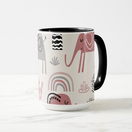 Kleurrijk naadloos patroon met schattige olifanten mok (Voorkant rechts)