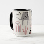 Kleurrijk naadloos patroon met schattige olifanten mok (Voorkant links)