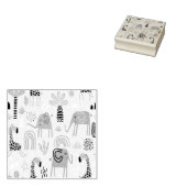 Kleurrijk naadloos patroon met schattige olifanten rubberstempel (Gestempeld)