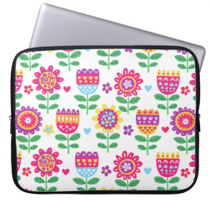 kleurrijk naadloos patroon met vrolijk fl laptop sleeve
