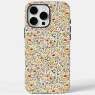 Kleurrijk naadloos patroon van wilde bloemenweide iPhone 16 pro max hoesje