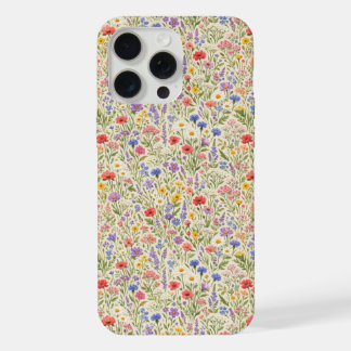 Kleurrijk naadloos patroon van wilde bloemenweide iPhone 15 pro max case