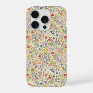 Kleurrijk Naadloos Patroon van Wilde Bloemenweide iPhone 15 Pro Case
