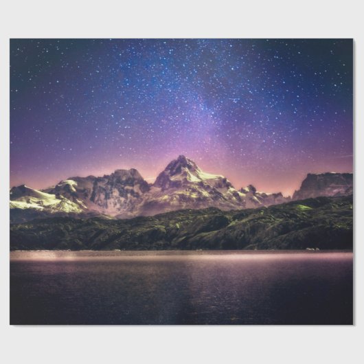 Kleurrijk nachtlandschap in de hemel met sterry st cadeaupapier (Vlak)