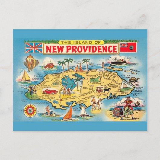 Kleurrijk Nassau Bahamas Briefkaart (Voorkant)