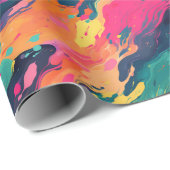 Kleurrijk nat verfpatroon cadeaupapier (Rol Hoek)