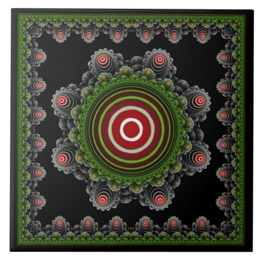 Kleurrijk natuurlijk fractaal ornament tegeltje (Voorkant)