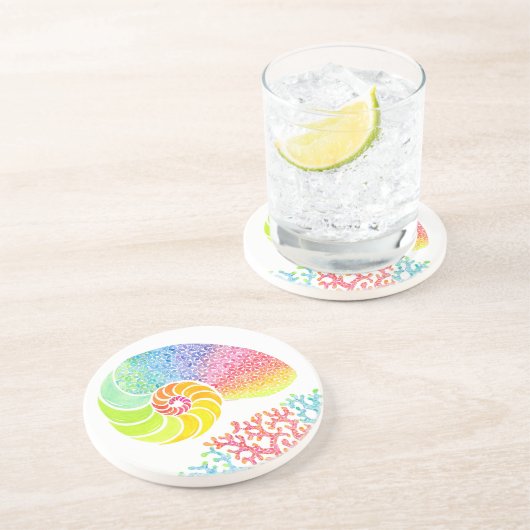 Kleurrijk Nautilus Sandstone-Onderzetter Zandsteen Onderzetter (Zijkant)