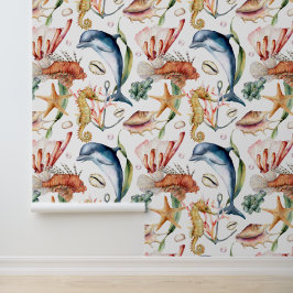 Kleurrijk nautisch onderwater Zee Animal Life Behang