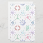 Kleurrijk Nautisch Patroon Briefpapier (Voorkant / Achterkant)