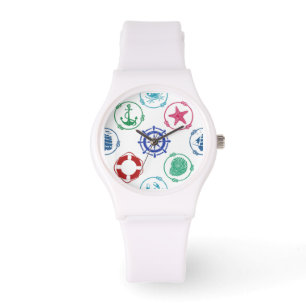 Kleurrijk Nautisch Patroon Horloge