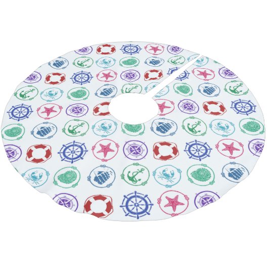 Kleurrijk Nautisch Patroon Kerstboom Rok (Gekanteld)