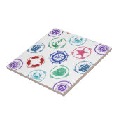 Kleurrijk Nautisch Patroon Tegeltje (Zijkant)