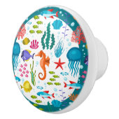 Kleurrijk nautisch Zee Dieren & Planten Patroon Keramische Knop (Rechts)