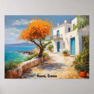 Kleurrijk Naxos Griekenland Olieverf Poster