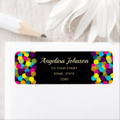 Kleurrijk Neon Confetti Patroon Zwart Modern Feest Etiket (Insitu)