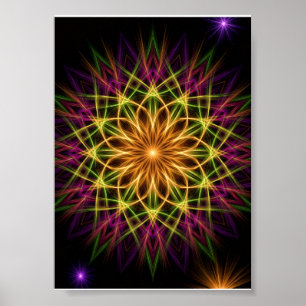 Kleurrijk Neon Geometrisch Mandala Levendig Spirit Poster