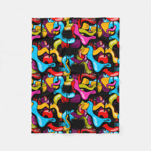 Kleurrijk Neon Graffiti Hip Hop Straatkunst Fleece Deken