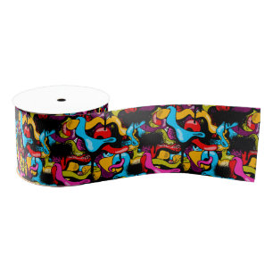Kleurrijk Neon Graffiti Hip Hop Straatkunst Grosgrain Lint