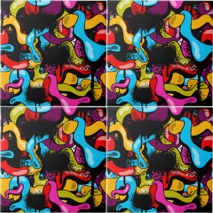 Kleurrijk Neon Graffiti Hip Hop Straatkunst Tegeltje