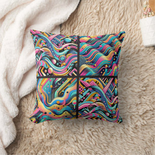 Kleurrijk Neon Helder Abstract 90-er Jaren Patroon Kussen