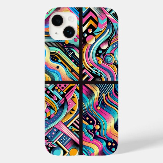 Kleurrijk Neon Helder Abstract 90's Patroonprint Case-Mate iPhone Case (Achterkant)