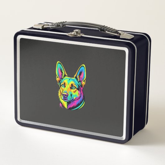 Kleurrijk Neon Hond Vector Portret (Voorkant)
