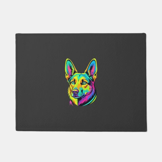 Kleurrijk Neon Hond Vector Portret Deurmat (Voorkant)