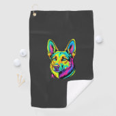 Kleurrijk Neon Hond Vector Portret Golfhanddoek (Insitu)