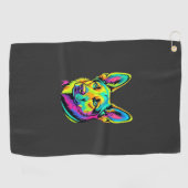 Kleurrijk Neon Hond Vector Portret Golfhanddoek (Horizontaal)